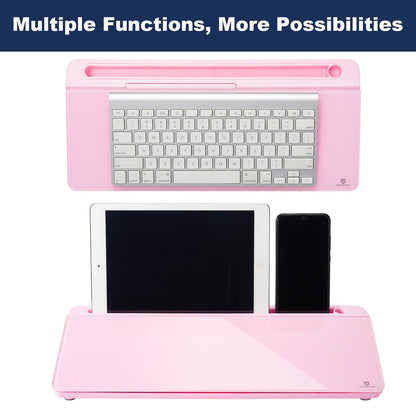 TSJ OFFICE Desktop Whiteboard Dry-Erase-Board - Computer Keyboard Stand White Board Surface Pad with Drawer, Desk Organizers with Accessories for Office, Home, School Supplies - Complete Pink