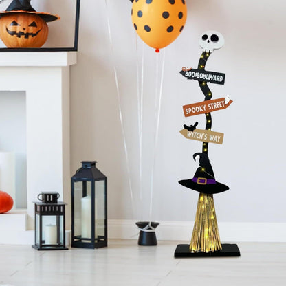 LEIQI Halloween Decorations Lighted Wooden Witch’s Broom for Outdoor Indoor Porch Yard Decors Halloween Witch