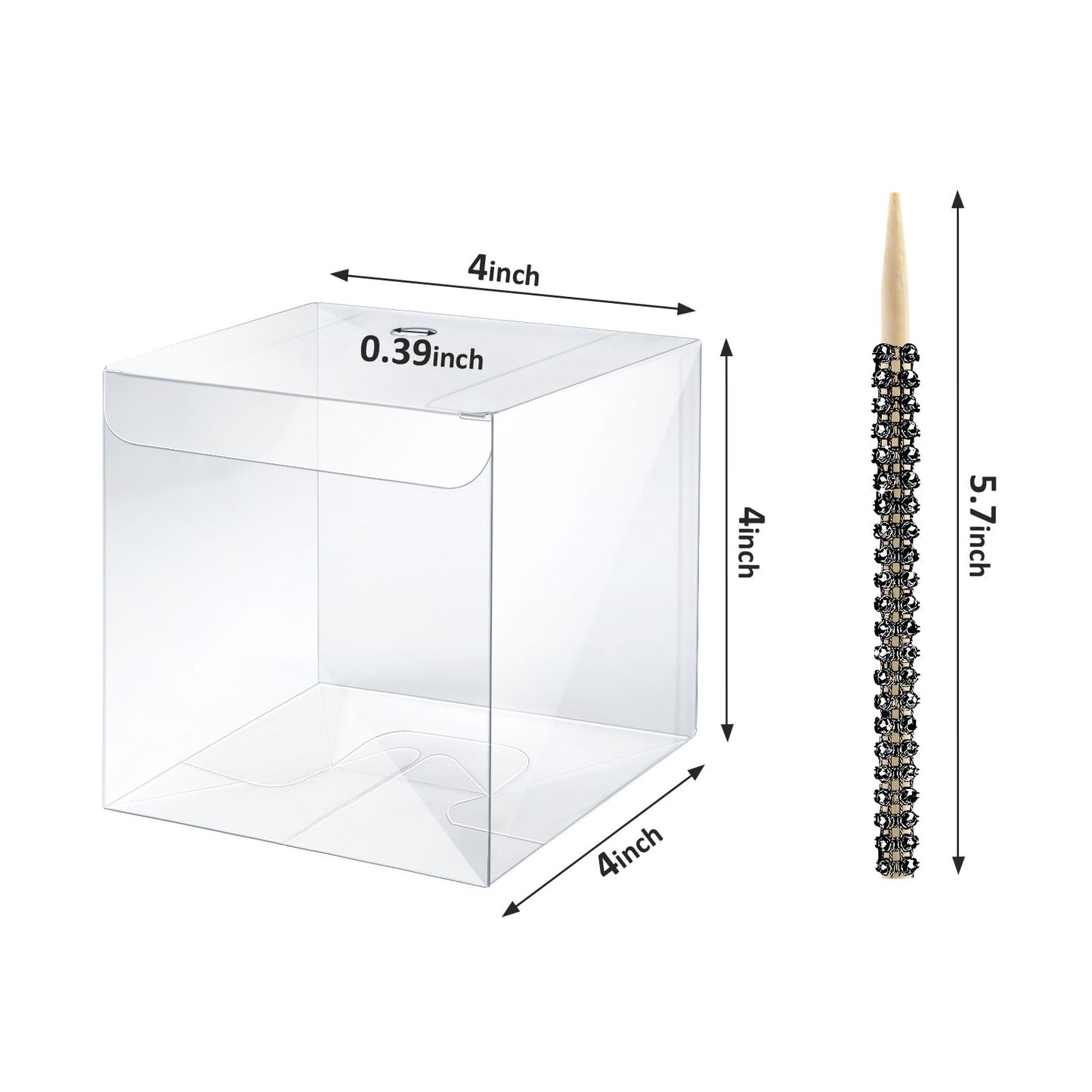 MGWOTH Candy Apple Boxes with Bling Stick Hole Set, 20 Pack Caramel Apple Wrapping Kit with Clear Containers & Rhinestone Bamboo Skewers & Glitter Ribbons, Top for Cake Pop Chocolate Treat Christmas