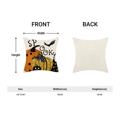 Halloween Pillow Covers 18 x 18 Inch Set of 2 Polka Dot Pumpkin Spooky Bat Throw Pillows Outdoor Decorative Fall Halloween Horror Pillowcases Linen Cushion Cases for Farmhouse Home Bed Sofa Couch