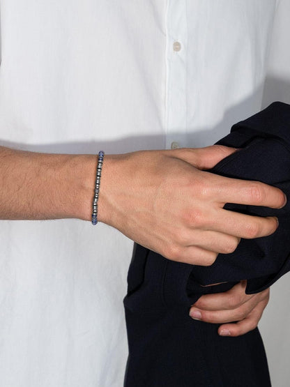 GAVU Hematite Lapis Lazuli Bracelet, Crystal Beaded Bracelet for Men