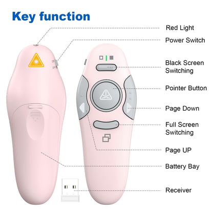 QUI Presenter Clicker Bundle | BK600 Slim-Shaped USB A Purple & BQ100 Remote-Shaped USB A Pink