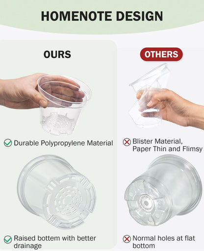 homenote Nursery Pots 30 Pack,3/4/5 Inch Plant Pot for Planting, Clear Nursery Pots for Plant,Plastic Seedling with Drainage Holes Seed Starter Flower High Transparency 20 Labels Excellent Hardness