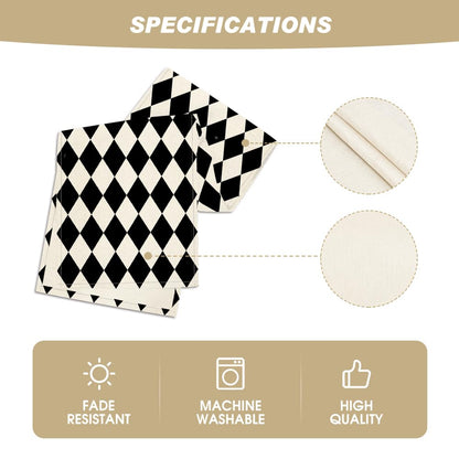 Artoid Mode Diamond Plaid Black Table Runner, Seasonal Halloween Party Kitchen Dining Table Decoration for Home Party Decor 13x90 Inch