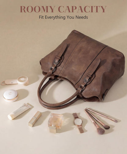 VASCHY Hobo Bags for Women, Vegan Leather Top Handle Satchel Shoulder Purse Handbag Purse with Crossbody Guitar Strap Coffee