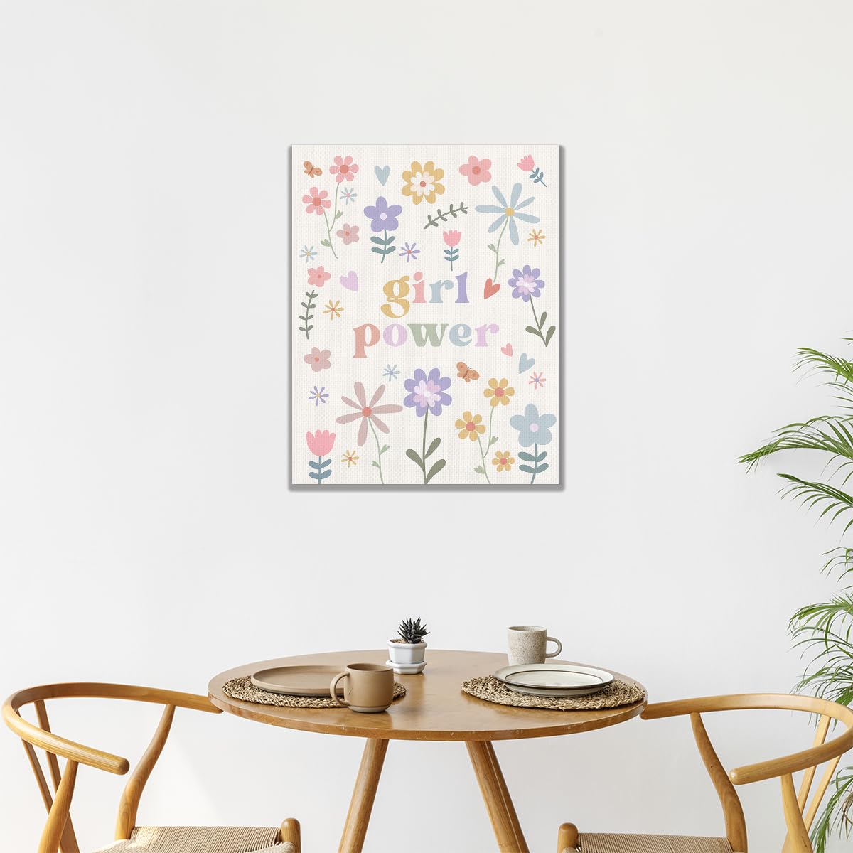 KEUSPI Wildflower Nursery Wall Decor for Girls Room Bedroom Nursery Baby Girl Wall Decor Aesthetic, Girl Power Wall Decor Art Painting Paints Picture for Kids Room Playroom Clean Bedroom Decor 11x14