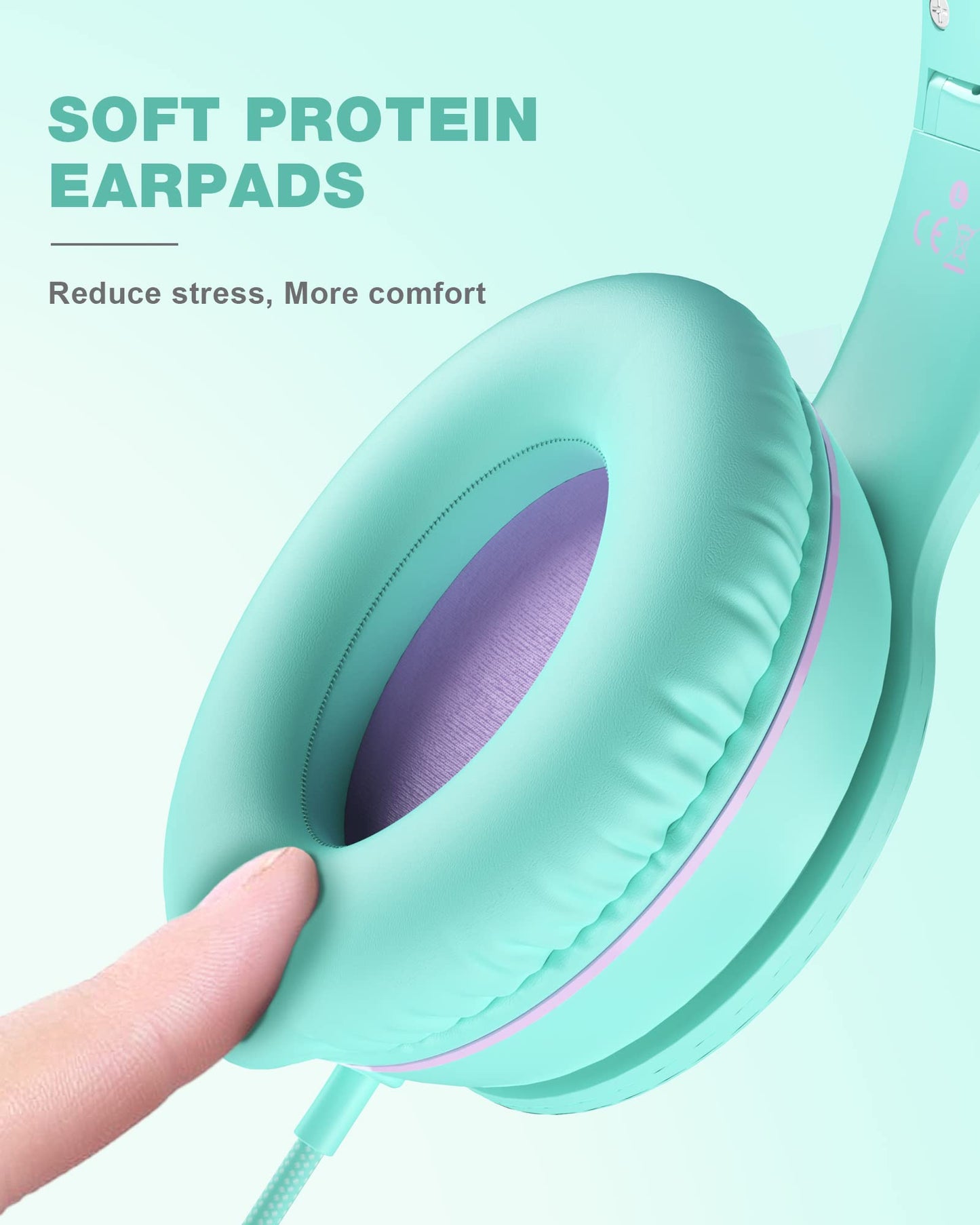ELECDER i45 On-Ear Headphones with Microphone - Foldable Stereo Bass Headphones with No-Tangle 1.5M Cord, 3.5MM Jack, Portable Wired Headphones for School/Kids/Teens/Smartphones/Travel/Tablet - Green