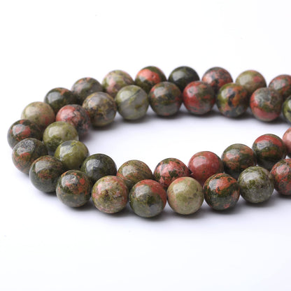 32PCS 12MM Natural Unakite Stone Beads Energy Healing Beads for DIY Jewelry Bracelet Necklace Making for Jewelry Making15Inch