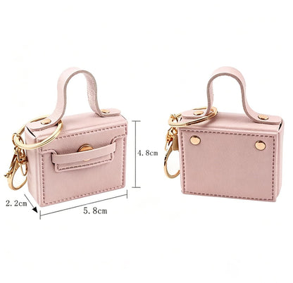 Alunsito 6 Pack Mini Makeup Bag Keychains Small Backpack Keyrings Cute Coin Purse PU Leather Lipstick Bag Card Holder Data Cable Organizer Fashion Bag Pendant Charms Accessories for Women Girls
