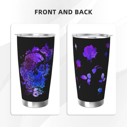 BCQJNB Skull Candy Purple Sugar Gifts For Women Tumbler, 20 Oz Stainless Steel Travel Coffee Mug