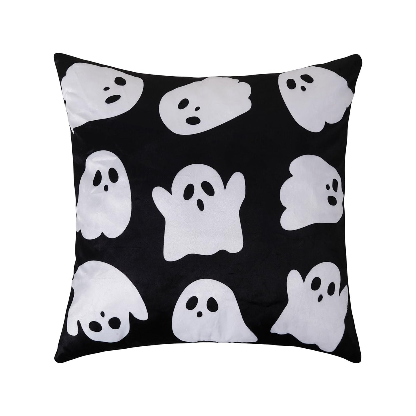 JASEN Halloween Ghost Pillow Covers 18x18 Inch Soft Faux Fur Decorative Pillowcases for Sofa Couch Bed Living Room Home Decor Set of 2
