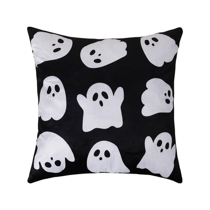 JASEN Halloween Ghost Pillow Covers 18x18 Inch Soft Faux Fur Decorative Pillowcases for Sofa Couch Bed Living Room Home Decor Set of 2
