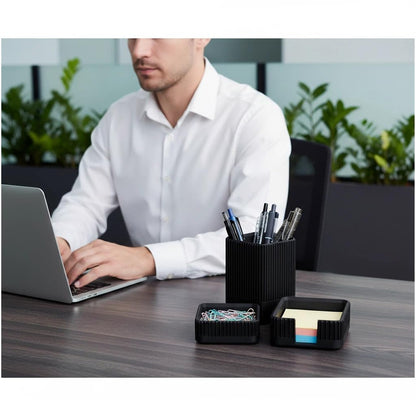 Aesthetic Desk Organizers and Accessories Set of 3 with Pen Holder,Paperclip Holder,Sticky Note Holder - Durable Plastic Pencil Holder for Office Women Men-Teacher Appreciation/Back-to-school Gift