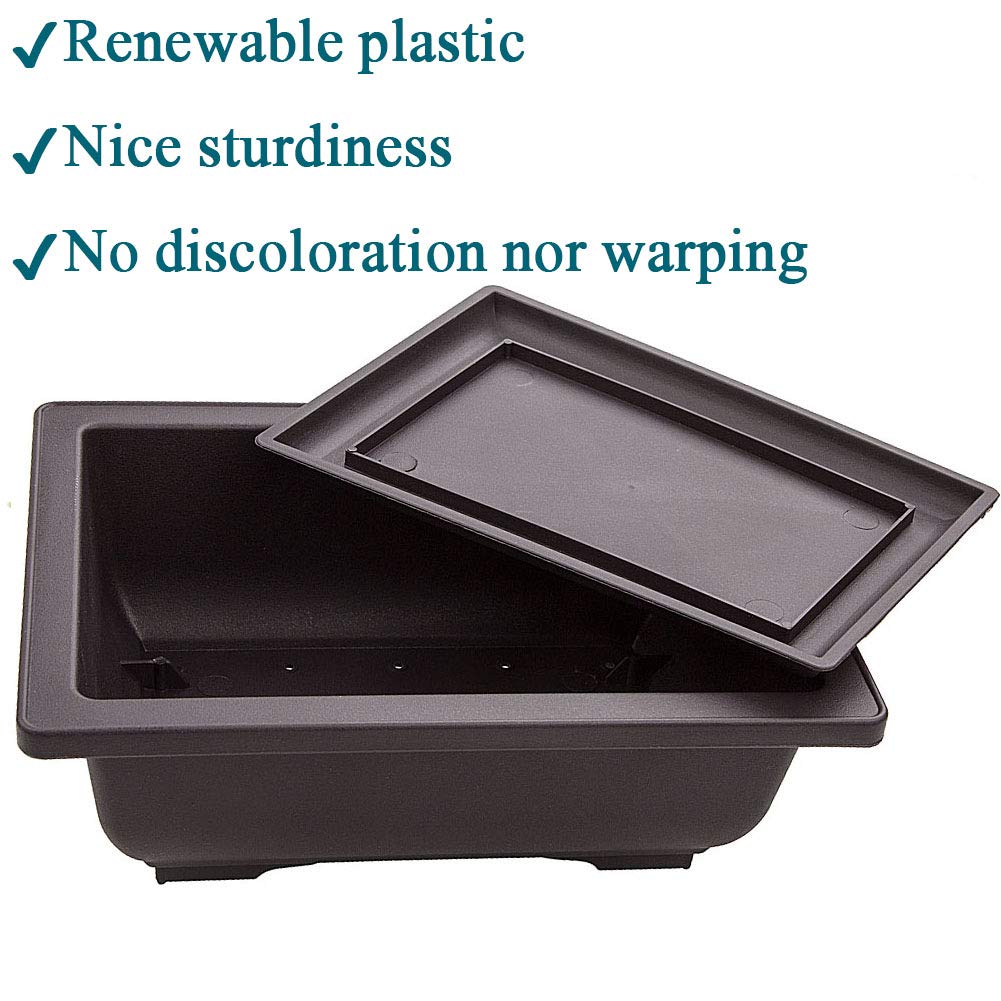LANIAKEA 12 Pack Bonsai Pot with Trays 6.5 Inch Nursery Pots with Drainage Plastic Bonsai Training Pots for Home Furnishings Décor Flower Nursery Brown