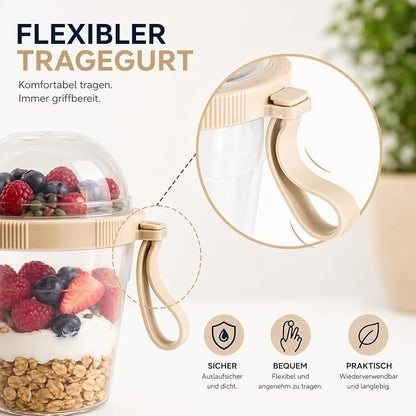 Overnight Oats Containers With Lids & Spoon, Meal Prep Yogurt Containers, Parfait Cups With Lids, Large Capacity Crunch Cup, 20 Oz BPA Free Reusable Cups(Set Of 4)