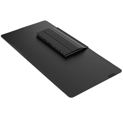 GEEKRIA Leather Desk Pad Protector, Mouse Pad with Dust Cover, Desk Mat, Non-Slip Desk Pad, Waterproof Vegan Leather Desk Blotter Mat, Desk Cover for Office and Home (35.4" x 16.1" Black)
