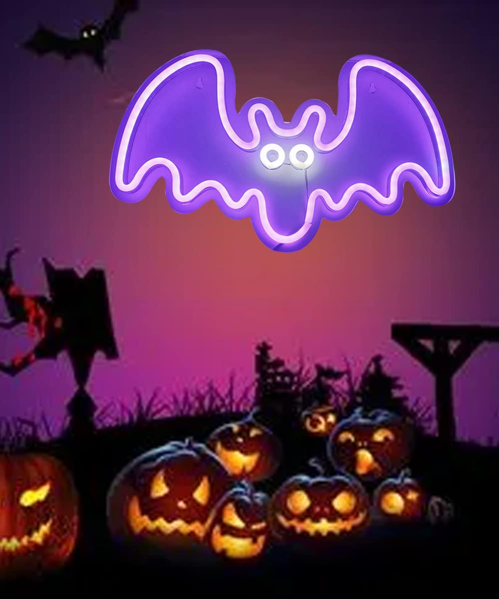 BYOSEKA Bat Neon LED Sign - Purple Neon Light for Party, Bar & Home Decor