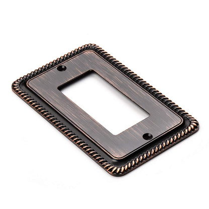 Henne Bery Rope Edge Decorative Wall Plate Switch Plate Outlet Cover (Single Decorator, 2 Pack, Aged Bronze)
