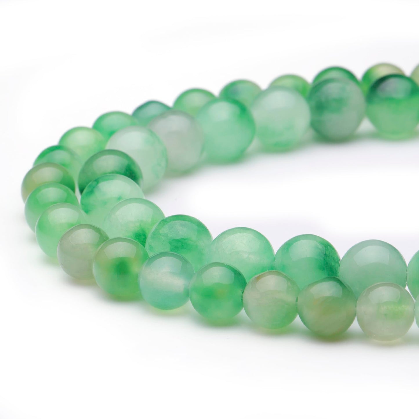 Youngbling Natural Gemstone Beads for Jewelry Making,8mm Green Flower Jade Polished Round Smooth Stone,Genuine Real Stone Red Beads for Bracelet Necklace 15 Inch