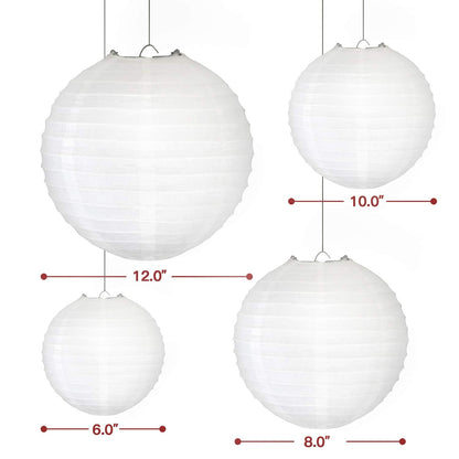 Novelty Place 6 inch White Paper Lanterns (Pack of 10) - Great Chinese/Japanese Home, Party & Wedding Decorations