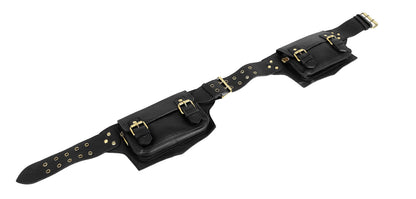 Mens Boys Vintage Leather Messenger Belt Sling Leather Utility Pouch Fanny Pack Messenger Waist Belt Gift for Men & Women (Black)
