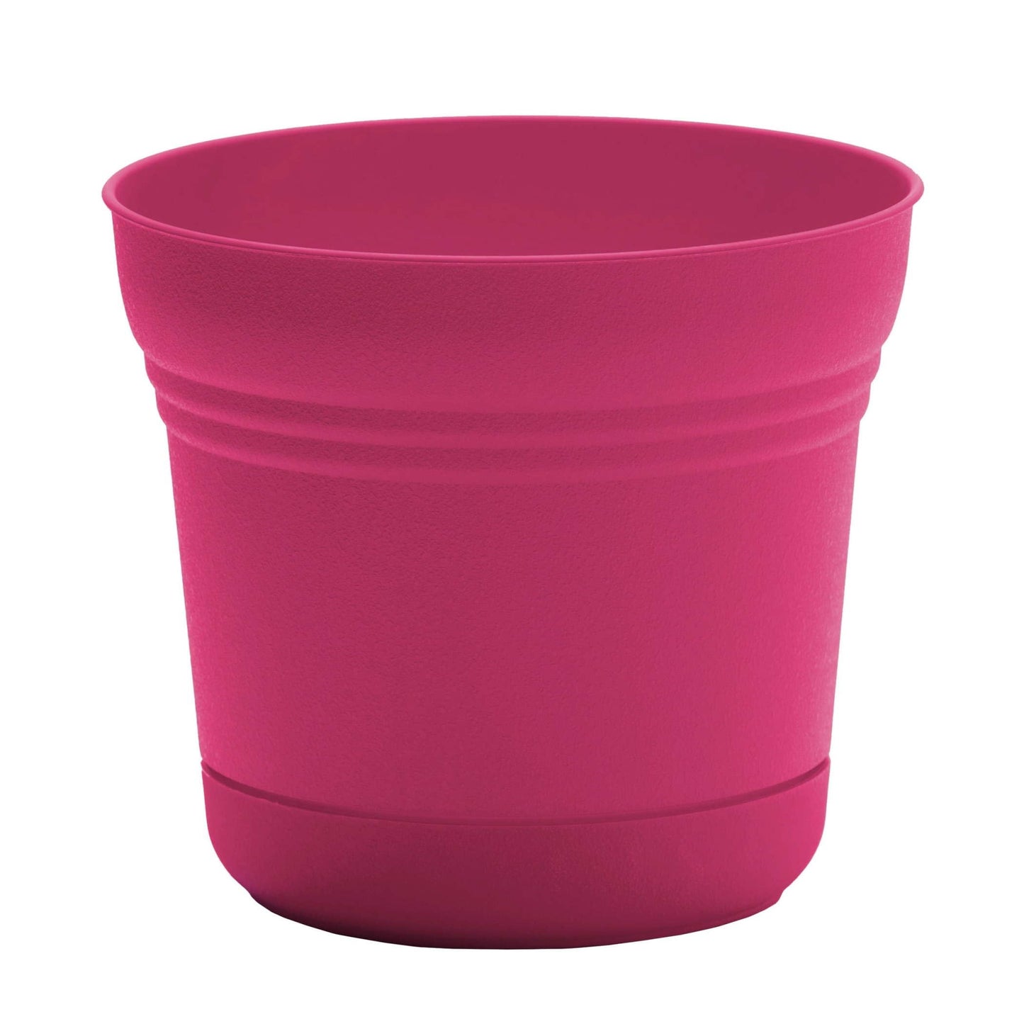 Bloem Saturn 5" Fuchsia Round Planter Pot with Snap-in Saucer for Indoor or Outdoor Gardening, Made in USA