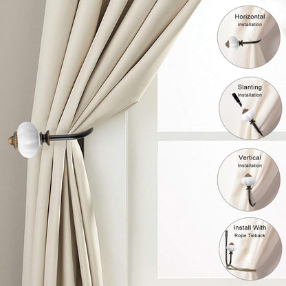 Curtain Holders for Wall - 2pcs, Wall Mounted Drapery Tiebacks with Crown Pumpkin, Heavy Duty Metal Decorative Window Drapery Curtain Holder Curtain Hooks with Screws (Crown Pumpkin)
