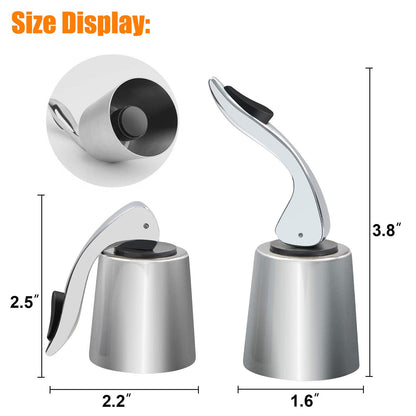 BGMAXimum 3 Pack Stainless Steel Wine Stoppers, Reusable Wine Bottle Stopper Sealer with Silicone Plug, Beverage and Wine to Keep Fresh, Ideal Gift for Wine Lover