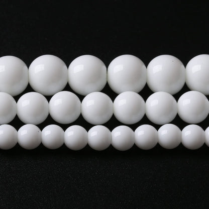 32PCS 12MM Natural White Agate Stone Beads Round Shape Suitable for Jewelry DIY Bracelet 15 Inches