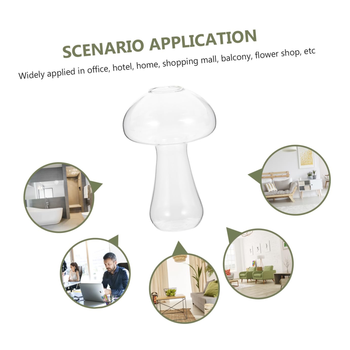 DECORNIJIA Mushroom Shaped Small Glass Vase 12x8cm, Hydroponic Terrarium Planter for Plants and Betta Fish, Glass Floral Decoration for Living Room and Home Décor