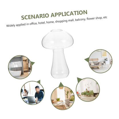 DECORNIJIA Mushroom Shaped Small Glass Vase 12x8cm, Hydroponic Terrarium Planter for Plants and Betta Fish, Glass Floral Decoration for Living Room and Home Décor