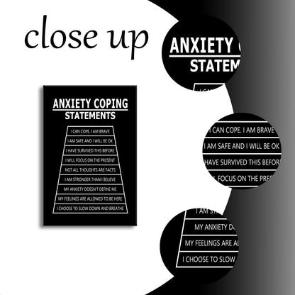YSPCSUN Motivational Poster Anxiety Coping Statements Quote Office Decor Painting Practice Inspirational Canvas Wall Art Prints Artwork for Modern Home Living Room Ready to Hang [24''Wx 36''H]