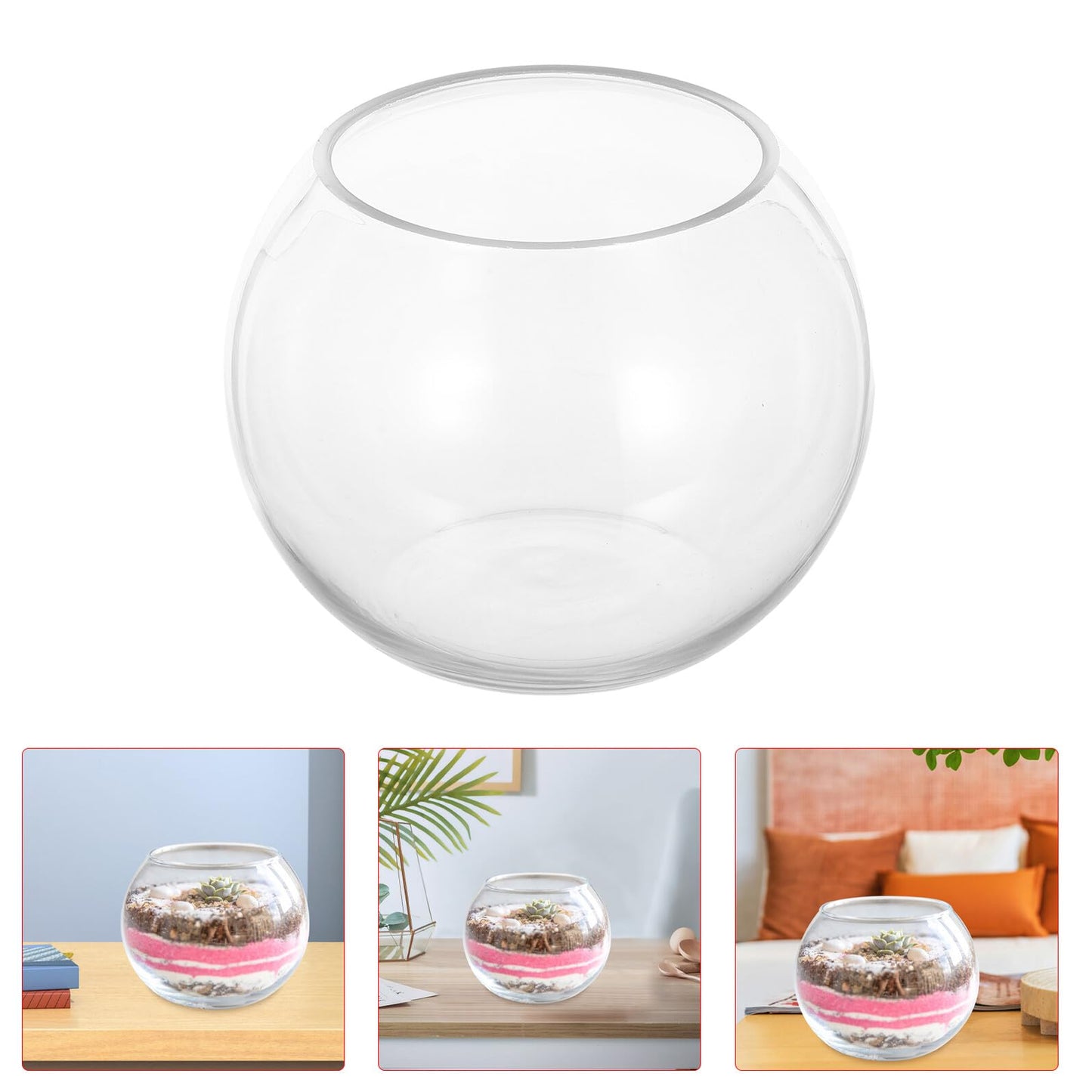NUOBESTY Bubble Ball Glass Vase 15cm Hydroponic Plant Holder Fish Bowl Terrarium Centerpiece for Home Office Décor