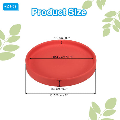 PATIKIL 6 Inch Round Ceramic Plant Saucer, 2 Pack Plant Saucer Tray Flower Planter Drip Tray for Indoors Outdoors Patio Balcony, Red