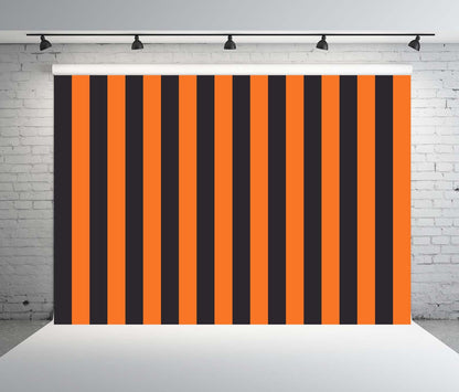 BELECO 10x8ft Fabric Black and Orange Stripe Backdrop Orange Black Striped Background for Halloween Party Decorations Banner Birthday Shoot Photo Studio Props
