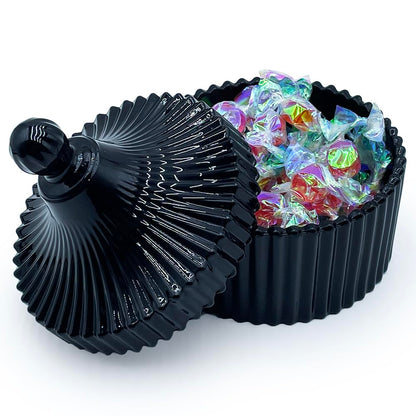 YILUSHENGHUA Colorful Glass Jar With Lid,Halloween Candy Dish,Candy Cookie Jars,Jewelry Box,Decorative Jar(Black)