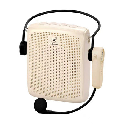 WinBridge Bluetooth Voice Amplifier - 15W Wireless Headset Mic, Portable PA System for Classroom/Elderly, Speaker and Microphone for Teachers, Tour Guide, Soft-Spoken People, WB002 Beige