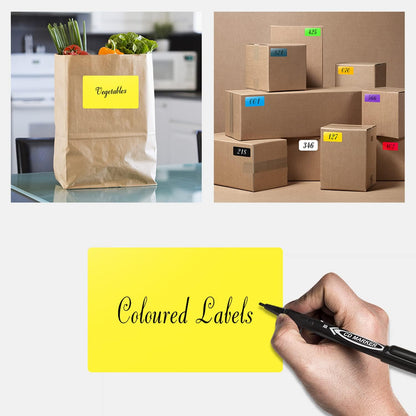 Rectangle Labels Sticker 3×5 Inch Vinyl Floor Stickers Color Coding Name Tags Roll Removable 200 PCS, Fluorescent Yellow