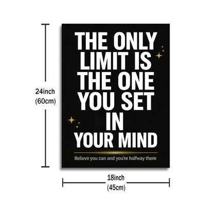 YSPCSUN Inspirational Wall Decor The Only Limit is Your Mind Positive Quotes Office Wall Art Canvas Print Framed Motivational Posters for Entrepreneurs Study Room Gym Fitness Decor, 24x18 Inch