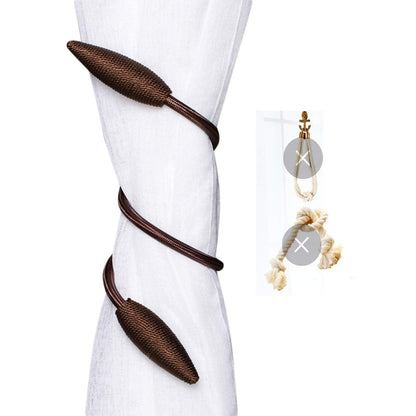 NYDECOR Curtain Tiebacks Drapery Holdbacks Decorative Rope Tiebacks Drape Holder Clips for Blackout Sheer Curtain, 2 Pack Coffee