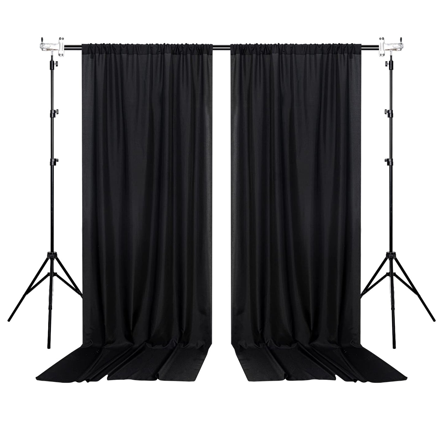 Black Backdrop Curtain for Party, Halloween Backdrop Rod Pocket Photo Drapes Panels Fabric Curtain Backdrop Black Birthday Party Decor for Boys Teens Men,5ft x 7ft, 2 Panels