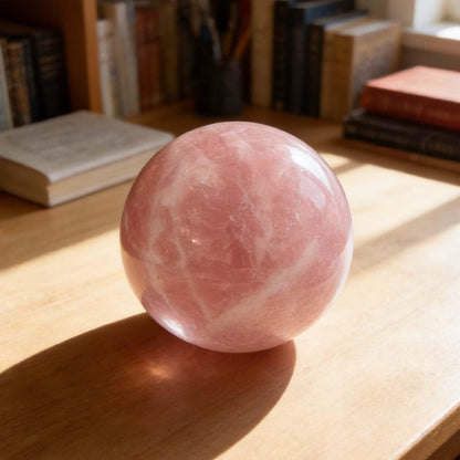 AierCrystal Natural Stone Crystal Sphere Feng Shui Home Decoration Ball Positive Energy Scrying Orb for Meditation Tool for Spiritual Space Purification Globe Diameter 4-5cm Pink Crystal Sphere