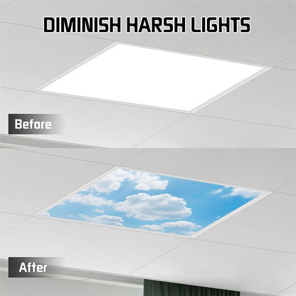 2PCS Fluorescent Light Covers - Magnetic, Filters for Classroom, Home, Office Drop Ceiling Lamps - 4x2Feet (Cloud)