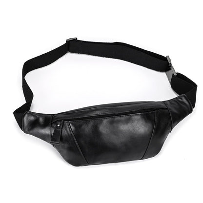 Yevabo Genuine Leather Waist Bag for Men Women, Fanny Pack with Multi-Pockets, Adjustable Strap for Travel, Hiking & Daily Use, Black