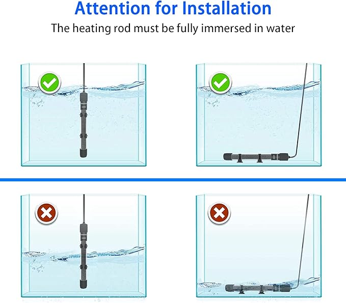 YOFOTHS Adjustable Mini Aquarium Heater3-5 Gallons Submersible Small Fish Tank Heater 25W Digital Display Thermostat External Temperature Controller (25W)