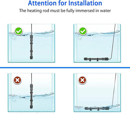 YOFOTHS Adjustable Mini Aquarium Heater 10-20 Gallons Submersible Small Fish Tank Heater 100W Digital Display Thermostat External Temperature Controller (100W)