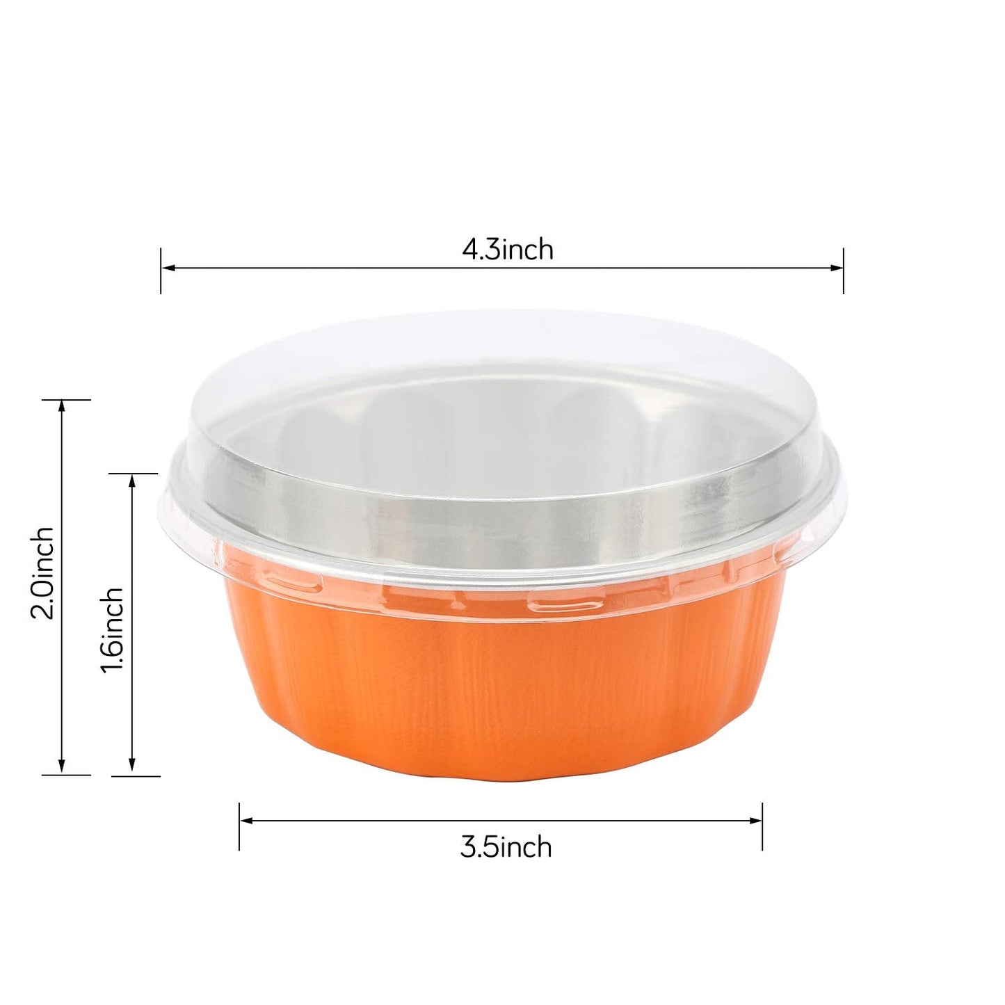 Beasea Disposable Ramekins for Baking, 8 oz 50 Pack Aluminum Foil Cups with Lids, Disposable Creme Brulee Muffin Cupcake Baking Cup Mini Pudding Cups for Party Wedding Birthday - Orange