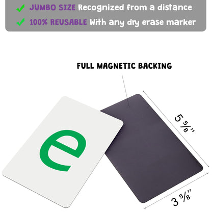 Attractivia Magnetic Big Alphabet ABC Flash Cards - 52 Sturdy Uppercase & Lowercase Large Letters, Colored - for Classroom Teachers, Homeschool, ESL, Kids and Adults