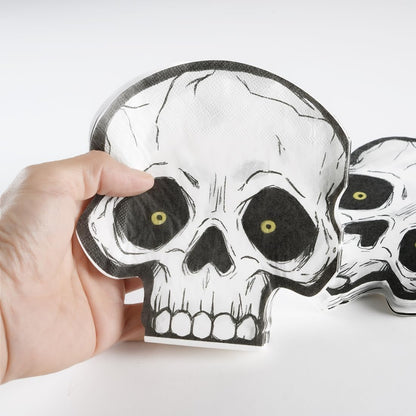 Cheerland Skull Napkins 50 Pcs Halloween Napkin Disposable Black White Skeleton Napkin Gothic Party Tableware Kids Birthday Skull Party Favors Kids Halloween Party Supplies Paper Skeleton
