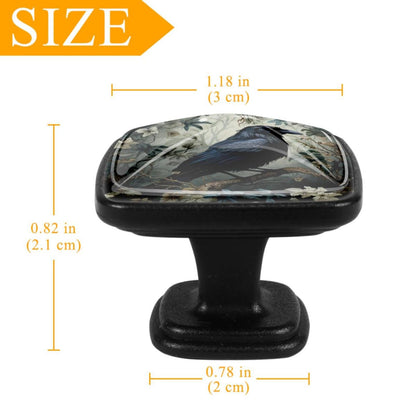 Anna Cowper 4 Pack Kitchen Cabinet Knobs Forest Raven, Black Drawer Knobs Square Knobs for Cabinets and Drawers Single Hole Cabinet Hardware Cupboard Dresser Knobs
